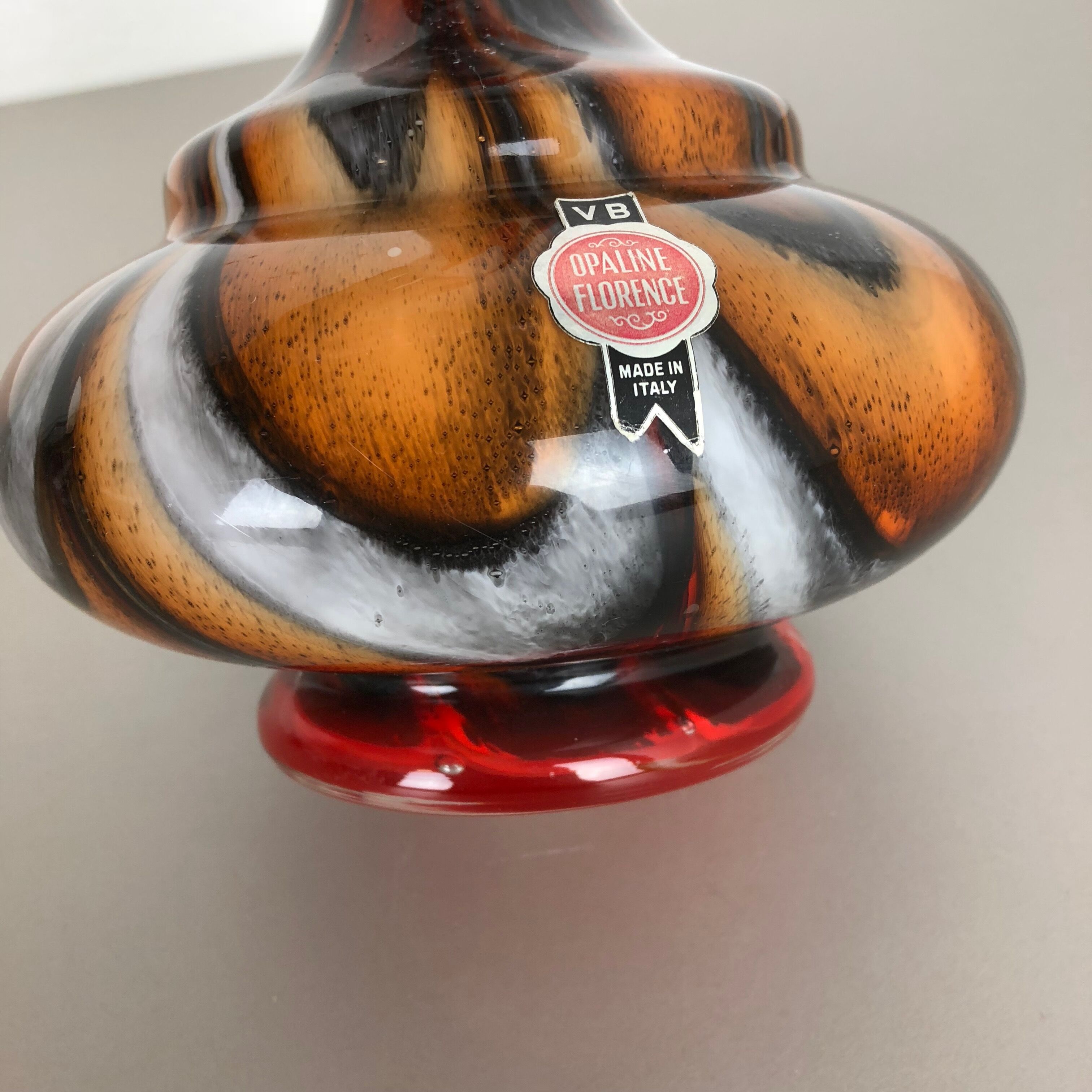 rare Extra Large Vintage Pop Art Opaline Florence glass Vase Design, Italy