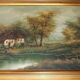 Painting on oil canvas J Evans golden frame landscape