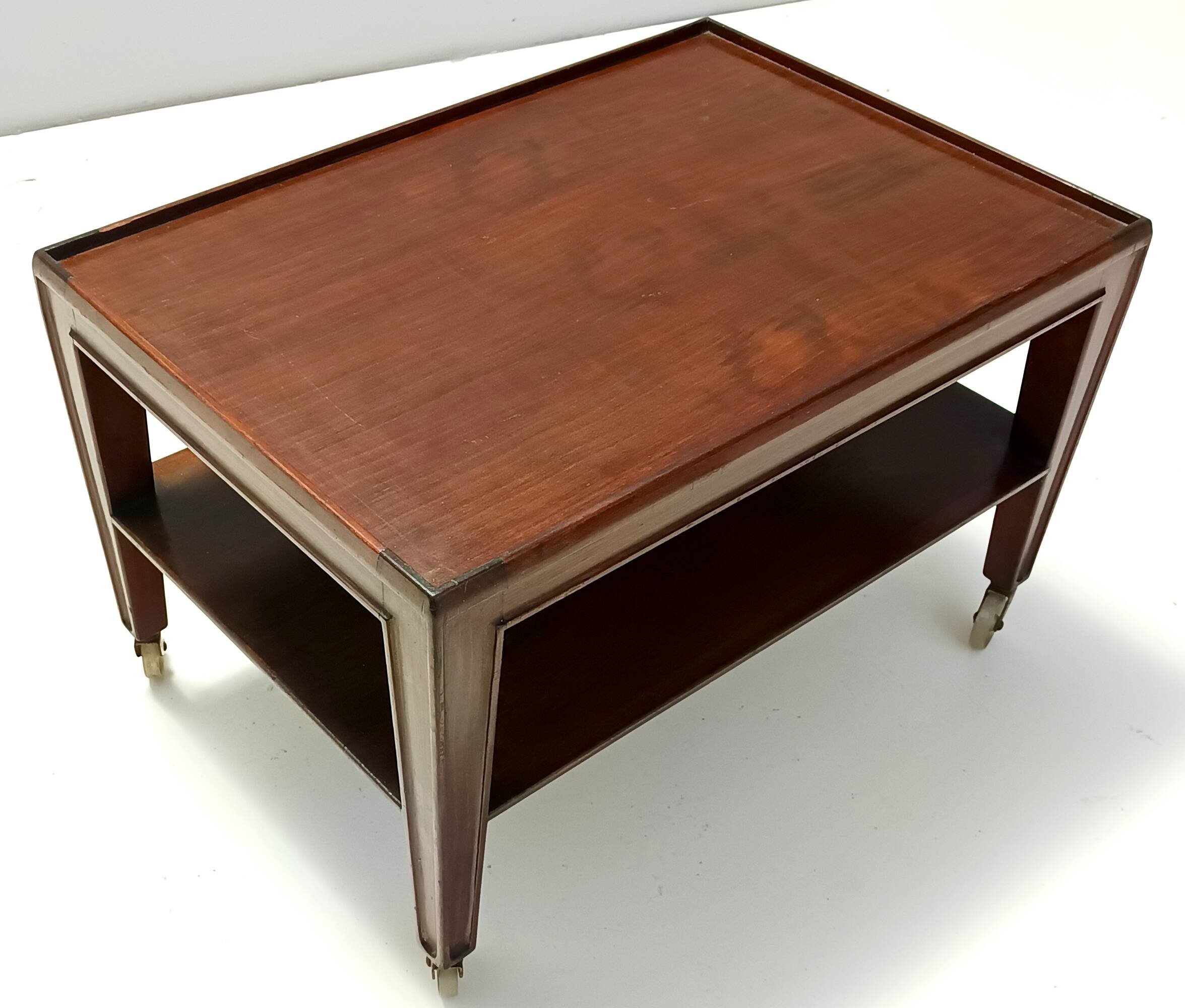Rectangular Walnut Coffee Table by Paolo Buffa with Casters, Italy