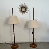2 old adjustable floor lamps temde design in vintage scandinavian solid teak
