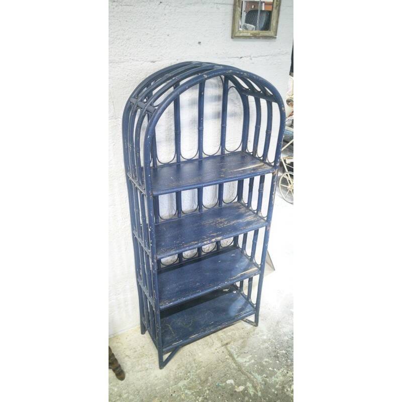 Blue rattan shelf