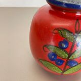 Set of Two Pottery Fat Lava Vases "Multi-Color" by Scheurich, Germany, 1970s