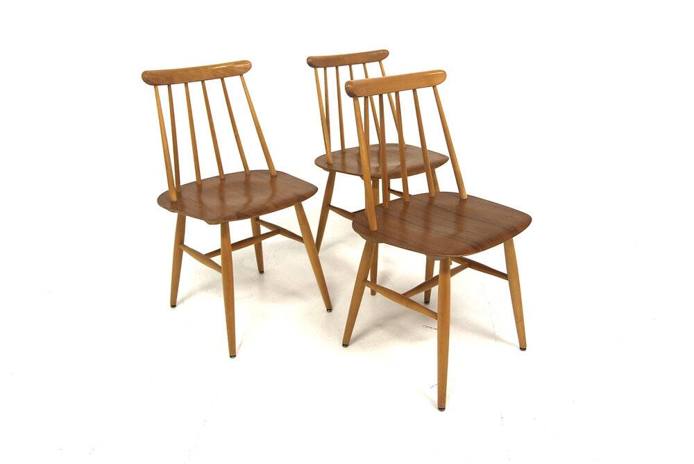 Set de 3 chaises scandinave "Fanett" par Ilmari Tapiovaara, Suède, 1960