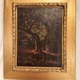 Tableau Clairière clair obscur XIXe signé Pierre Delambre