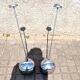 Set of 2 design ball lamps in chromed metal industrial pendant lights 1970