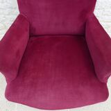 Bergère with blackened wooden legs on casters, Napoleon III period, velvet upholstery