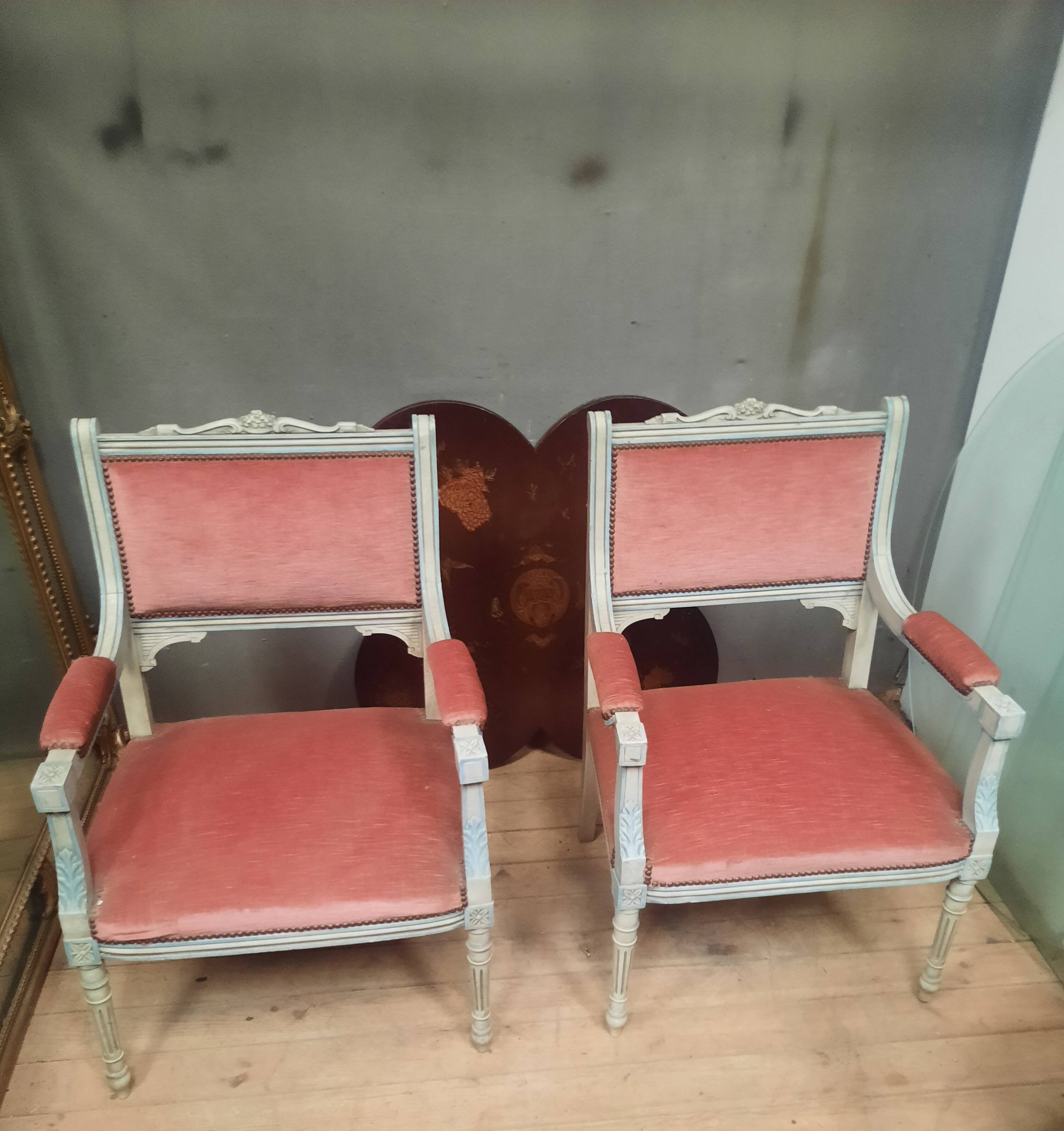 Pair of Louis XVI style armchairs