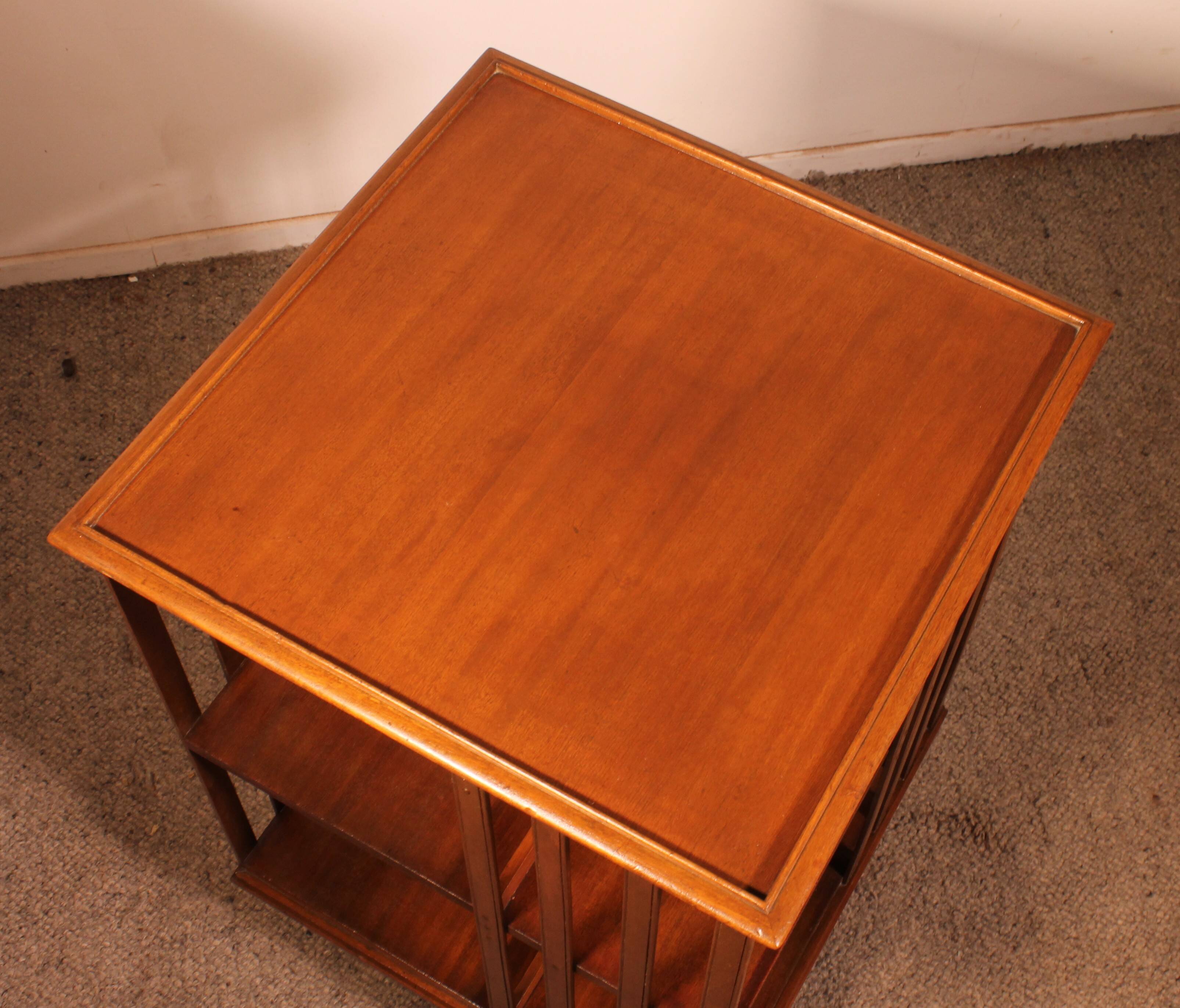 Rotating library in blonde mahogany