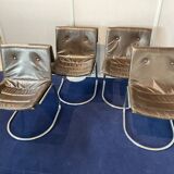 Lot de 4 chaises en cuir et chrome