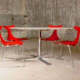 c. 1970 - Dining table in marble and chromed steel/cast aluminum - France