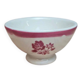 Small antique dining set bowl in earthenware with pink floral decoration – retro charm