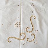 nappe ancienne rectangulaire blanche broderie richelieu