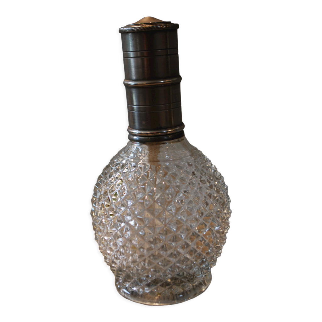 MULLER | Ancienne lampe MULLER ancêtre de la lampe BERGER avec bouchon en laiton et verre transparent moulé à douze côtés | Made in France - France