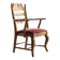Vintage Brutalist Oak Razorblade Red Striped Armchair by H. Kjærnulf, 1960s
