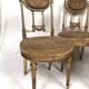 Series of three Louis XVI style chairs in gilded wood, circa 1900