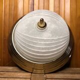 Old molded glass ceiling light with golden outline