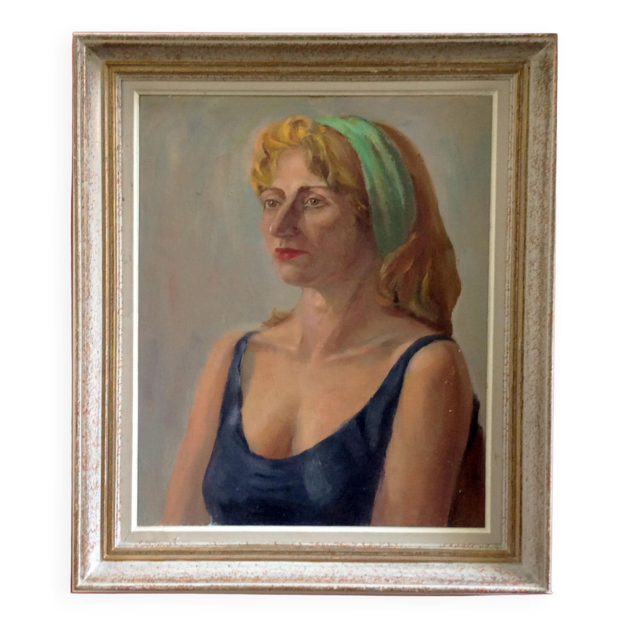 Painting "The woman with the green headband" 50's