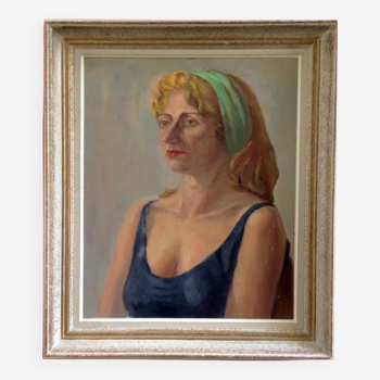 Painting "The woman with the green headband" 50's