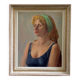Tableau "La femme au bandeau vert" 50's