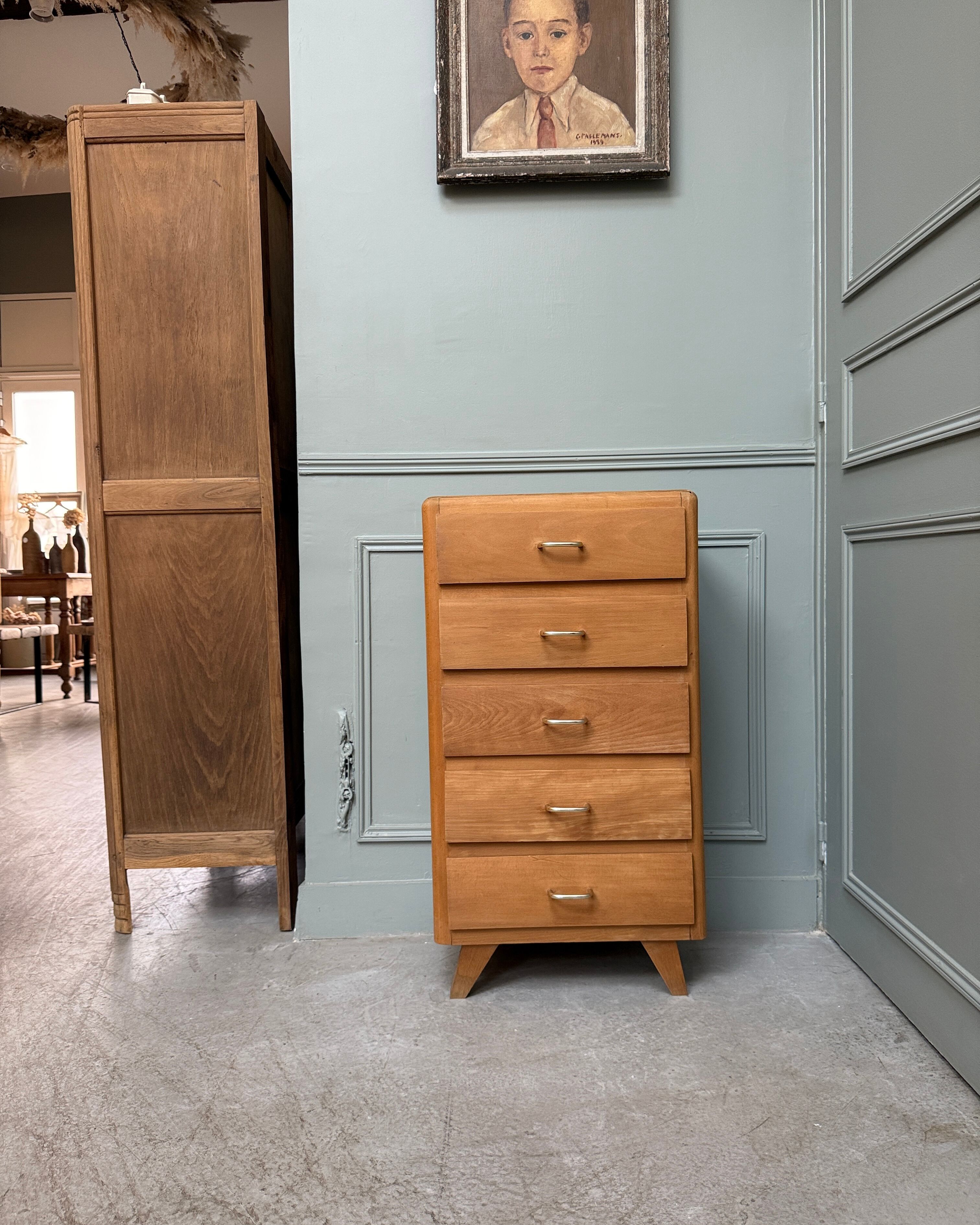 Commode vintage à 5 tiroirs (rénovée)