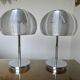 Paire de lampes en métal chromé avec abat jour en fil d'aluminium, 1990