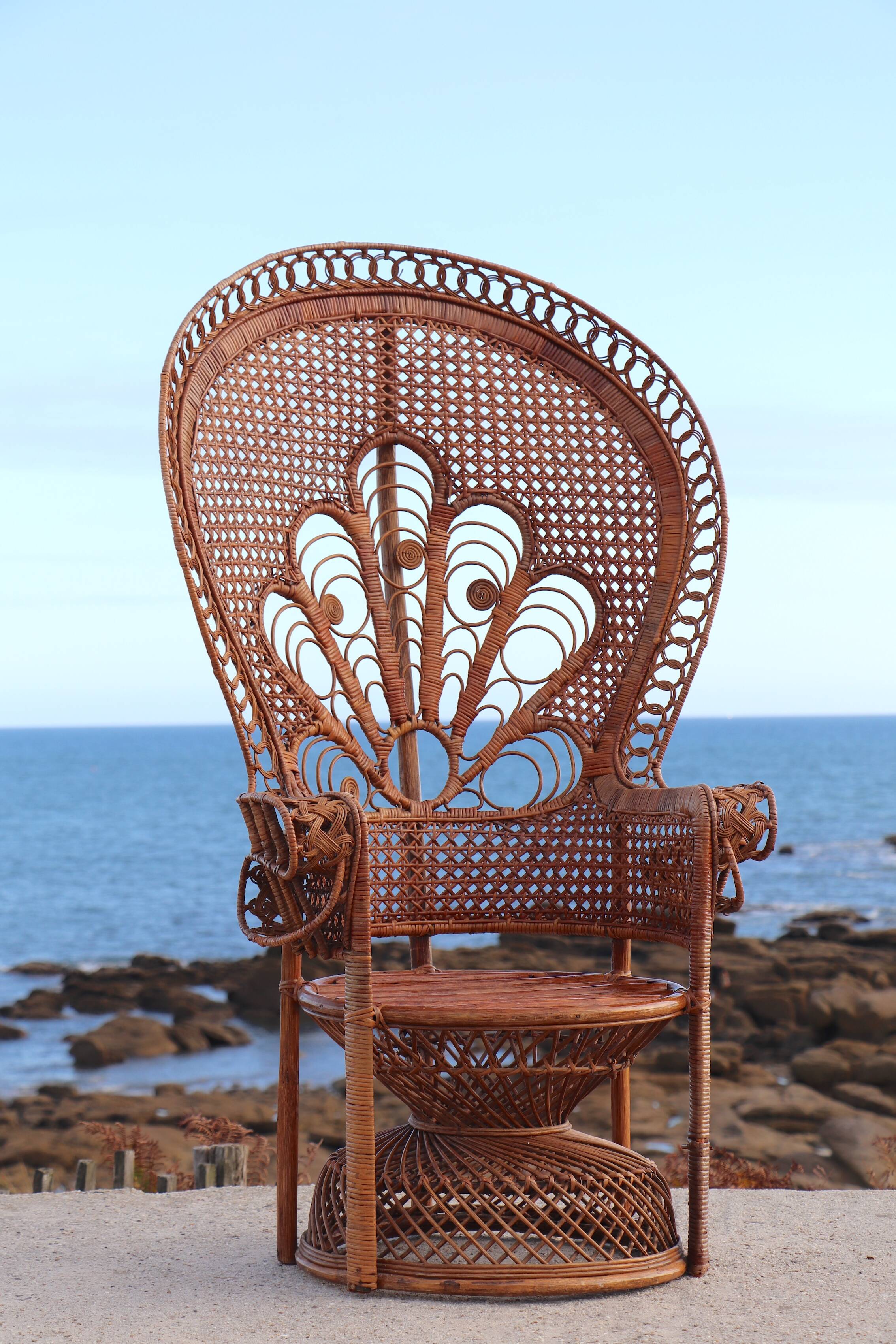 "Emmanuelle" armchair (Peacock chair) in rattan, 20th century