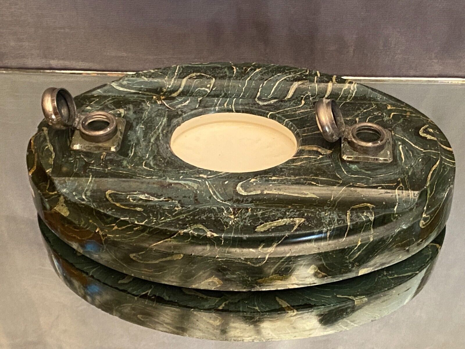 Large office inkwell in ceramic and / or marble late nineteenth early twentieth 6 kg