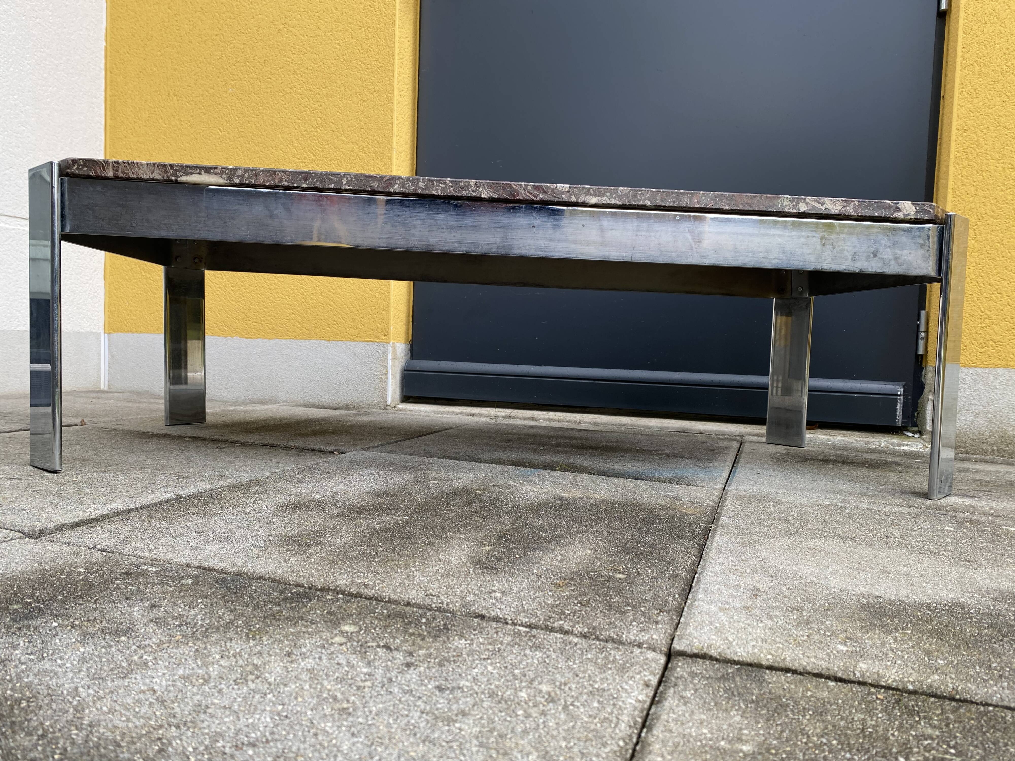 Vintage coffee table 70s marble top & chrome legs