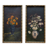 Paire de tableaux natures mortes, huiles sur toile, 1923