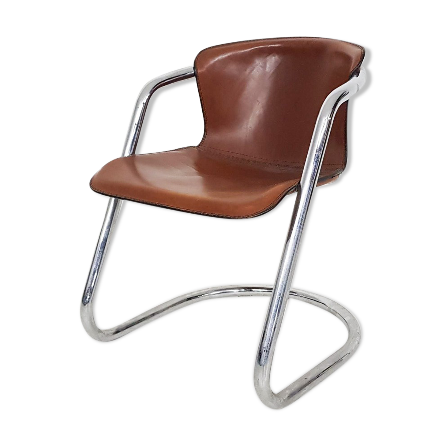 Fauteuil en cuir brun pour Cidue, Italie