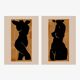 Paire d’estampes, art mural silhouette féminine. Lot de deux, 50x70cm