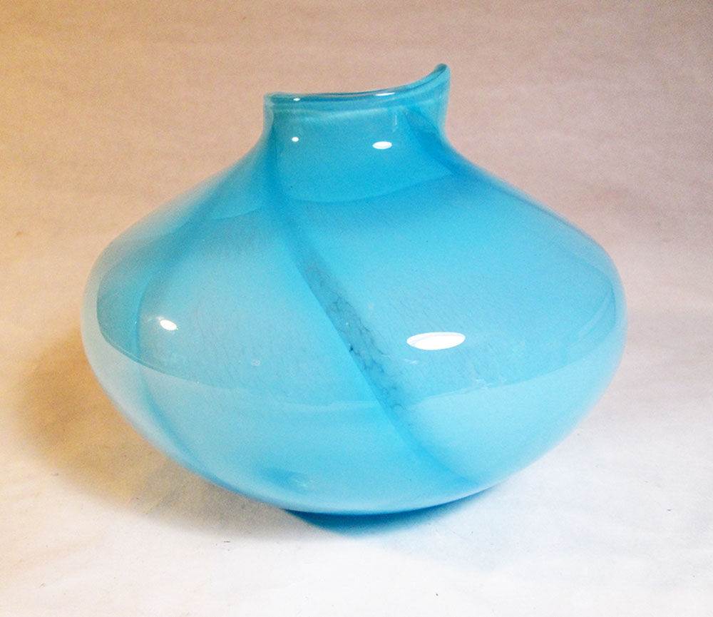 Light blue satin glass vase