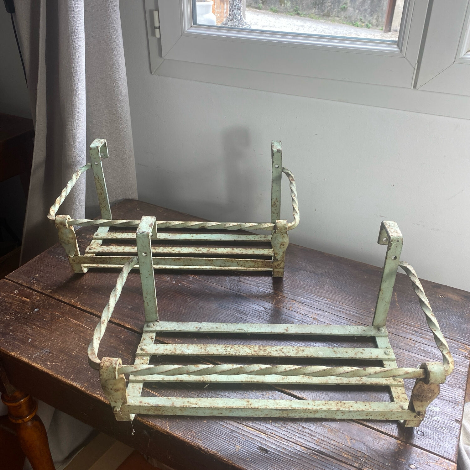 Wrought iron balcony planters