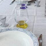 Set of 6 vintage blue and white speckled soup plates