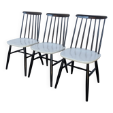 Set of 3 Vintage Black & Whith Dining Chair, Ilmari Tapiovaara Style, Scand