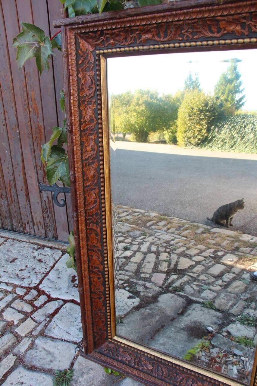 Black Forest Style Mirror XIX Century Attributed to the Levera Brothers in Turin