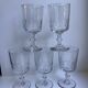 Set of 5 small crystal wine glasses engraved 50-60s
