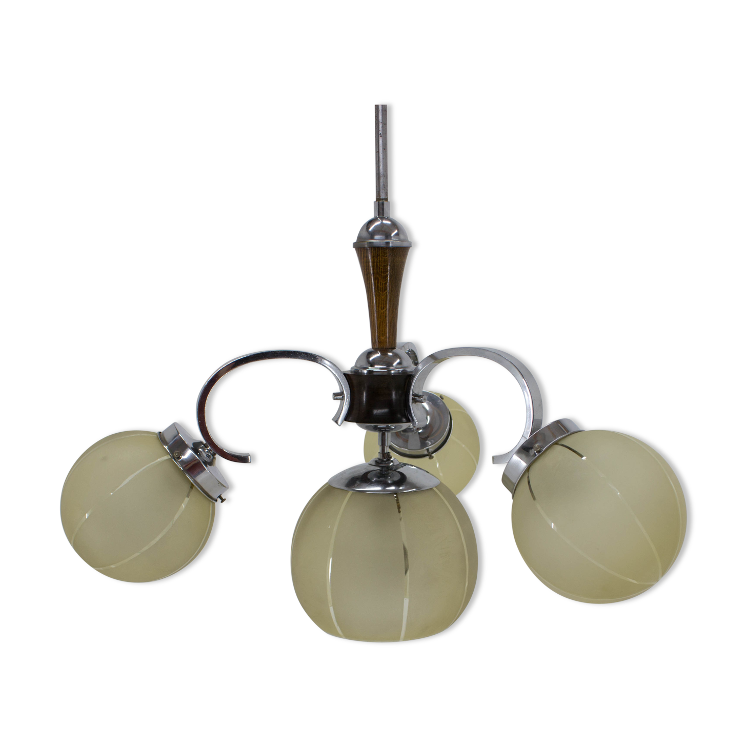 Chrome-plated Art Deco Chandelier, 1940s