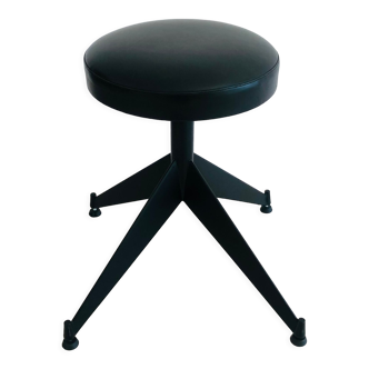 Adjustable black skaÏ stool, Italy 1980s