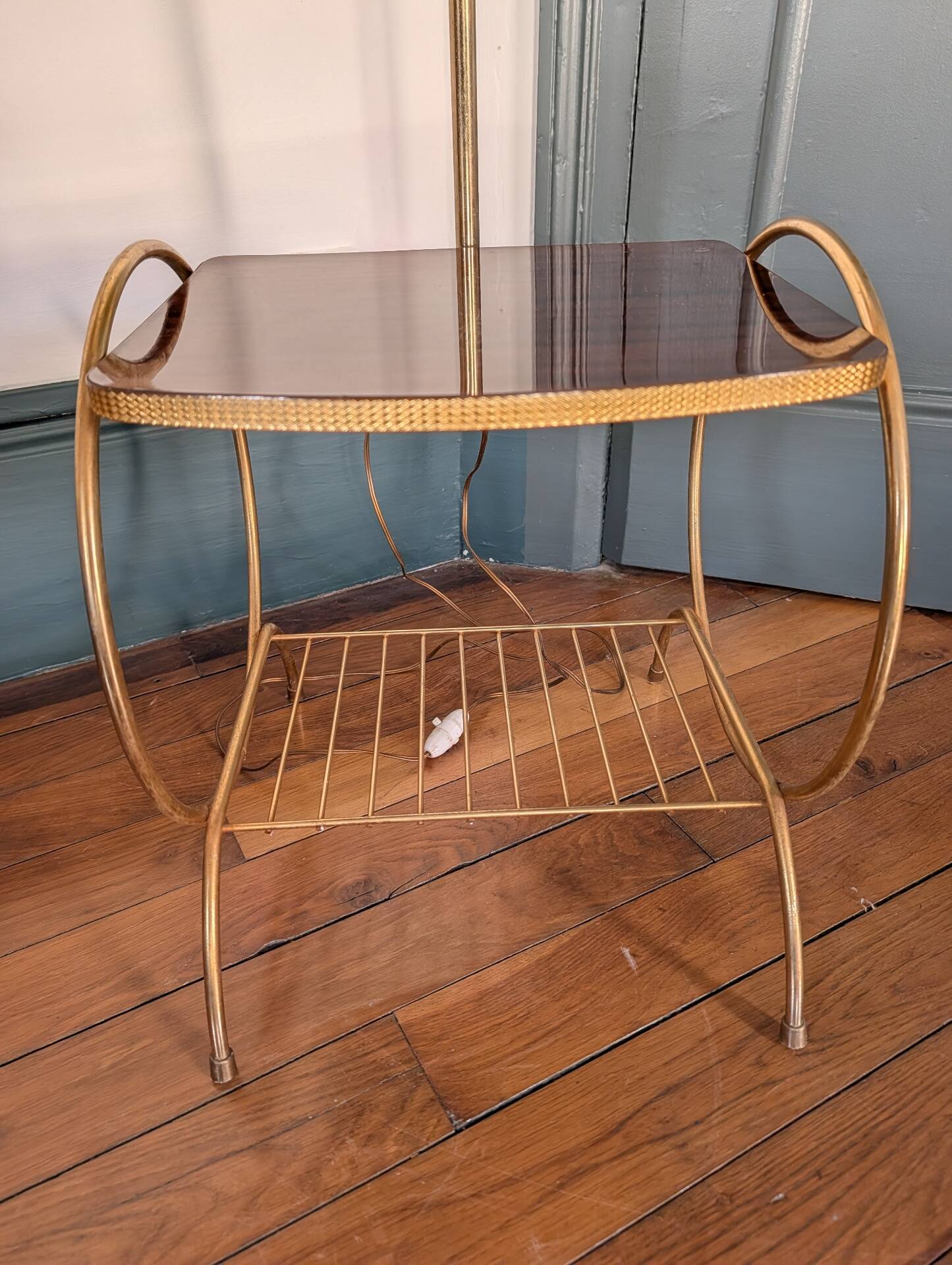 1950s reading lamp – Formica and gold metal