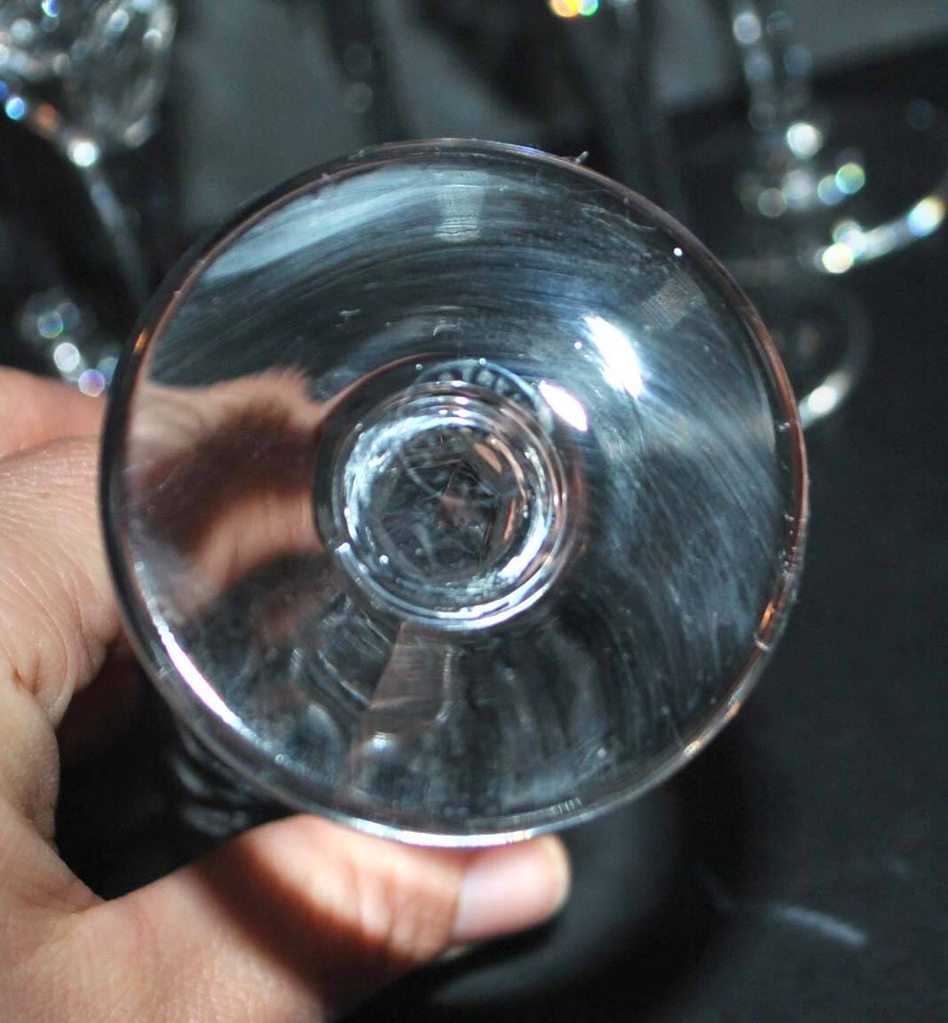 Cristallerie de saint-louis, set of 6 chantilly crystal liqueur glasses signed 11.5cm