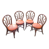 4 chaises en bambou courbé et sky orange pop,1970