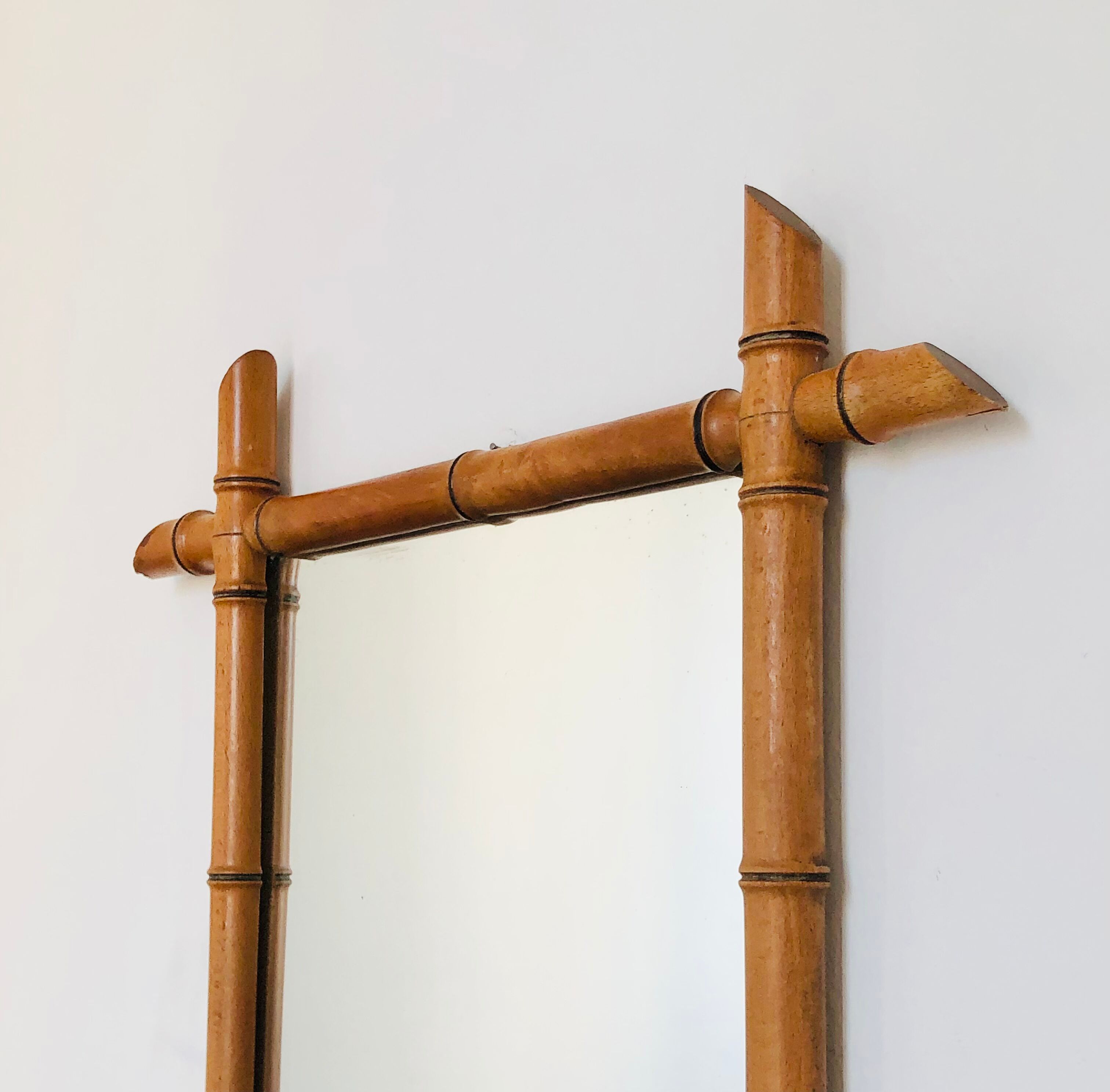 Wall mirror in faux bamboo wood 60x48cm