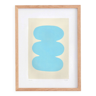 Abstract painting 30x40 light blue illustration signed Eawy