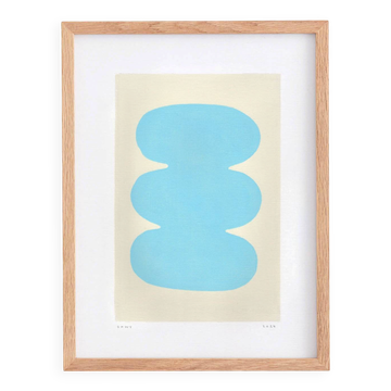 Abstract painting 30x40 light blue illustration signed Eawy