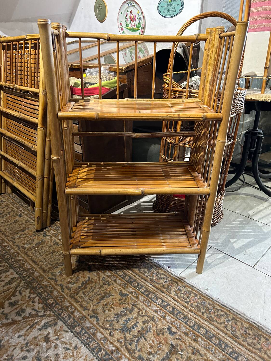 Bamboo standing shelf from the 60s