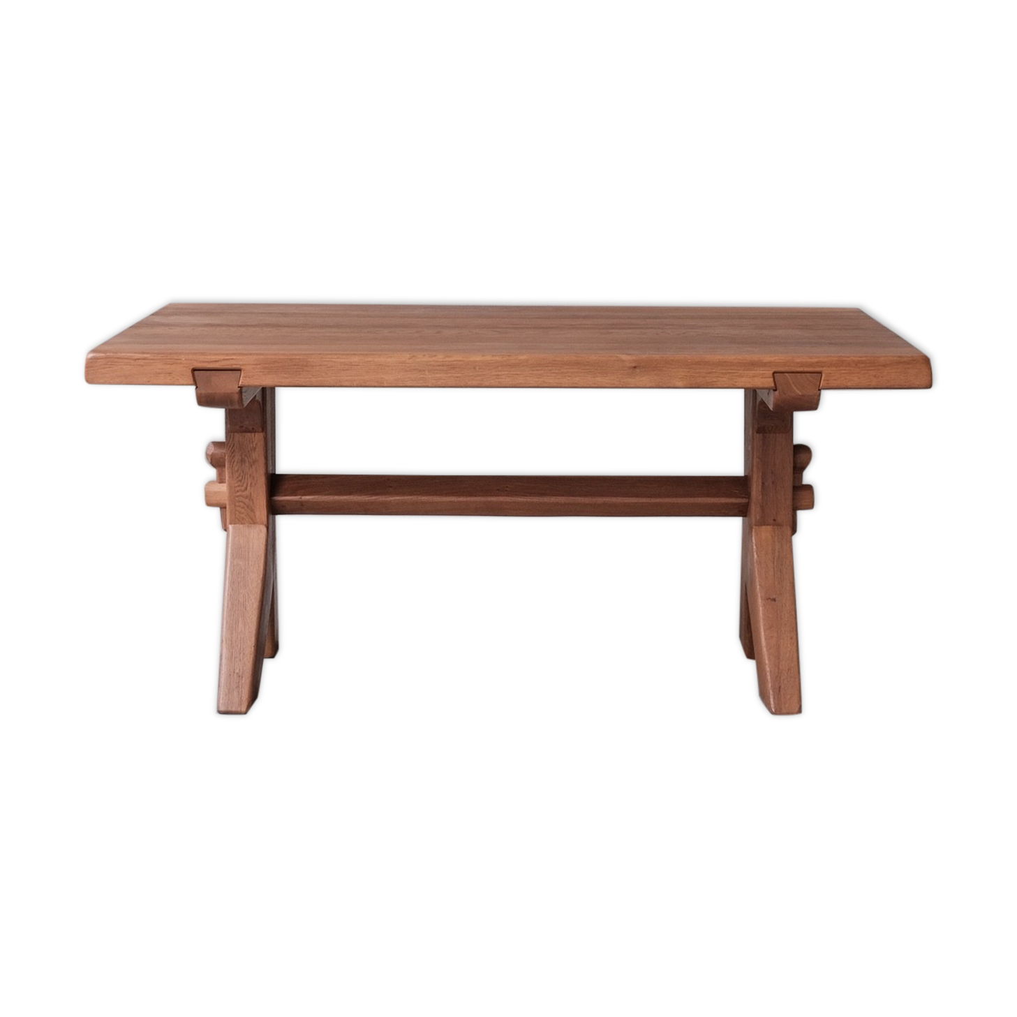 De Puydt Oak Rectangular Brutalist Mid-Century Dining Table