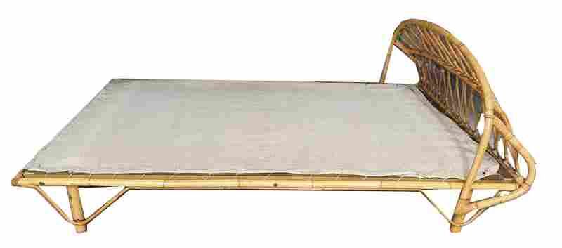 Rattan bed 2 people with metal box spring