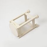 Funcionalist white painted wood stool, poland, 1950s