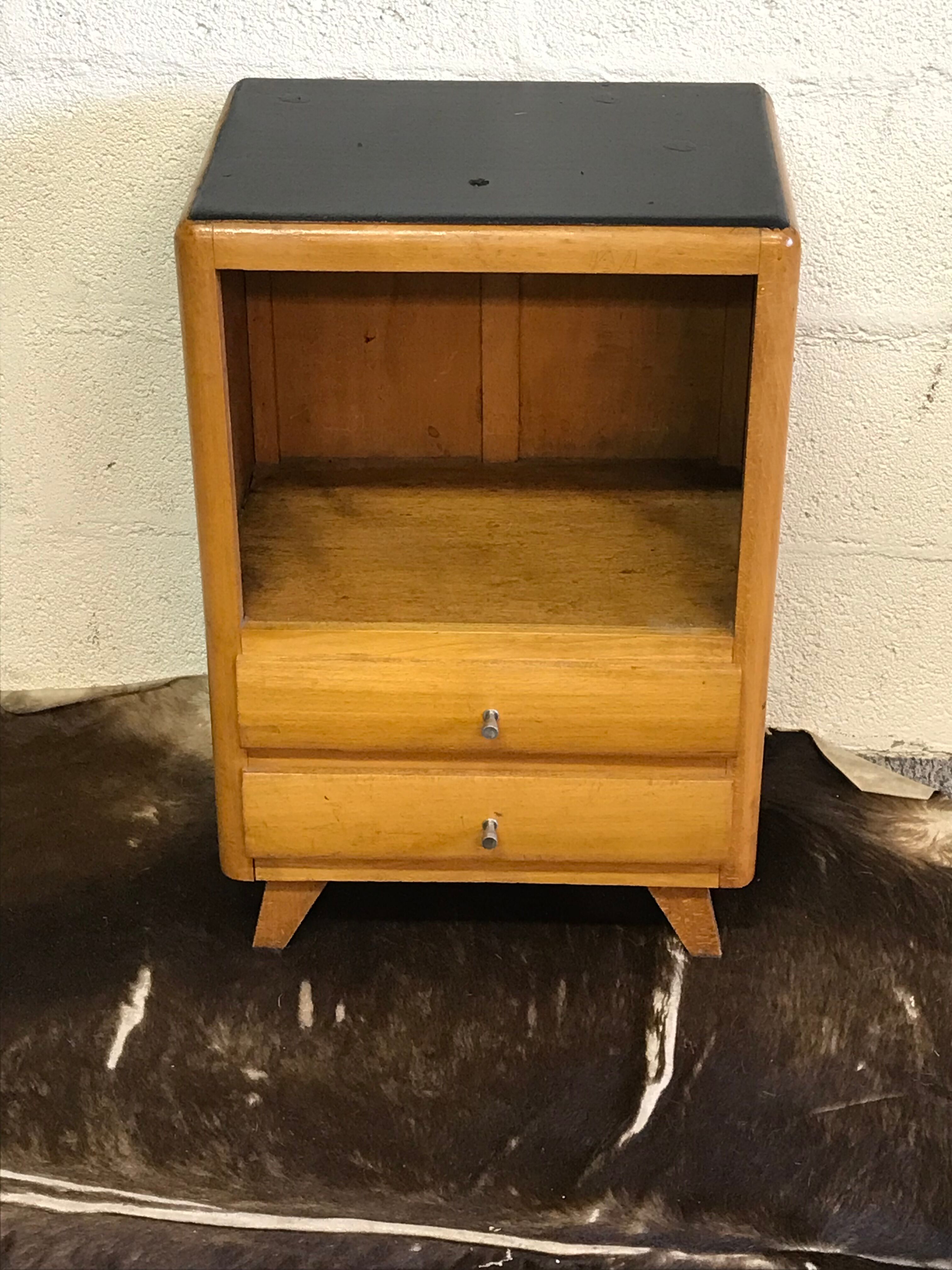 Scandinavian bedside wooden blond & compass feet